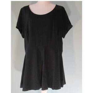 ISAAC MIZRAHI LIVE! Size XL Black Short Sleeve Scoop Neck Peplum T-shirt